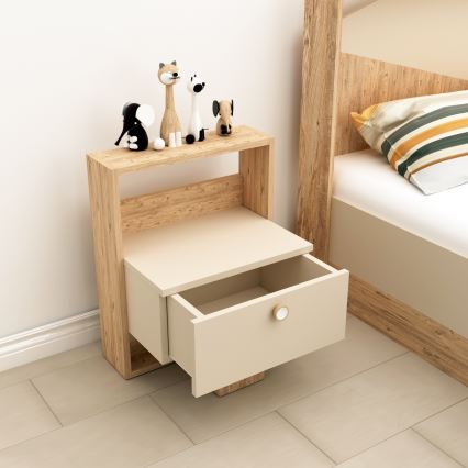 Nightstand SNEKER 60x48,6 cm beige/pine atlantic
