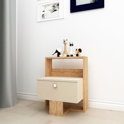 Nightstand SNEKER 60x48,6 cm beige/pine atlantic