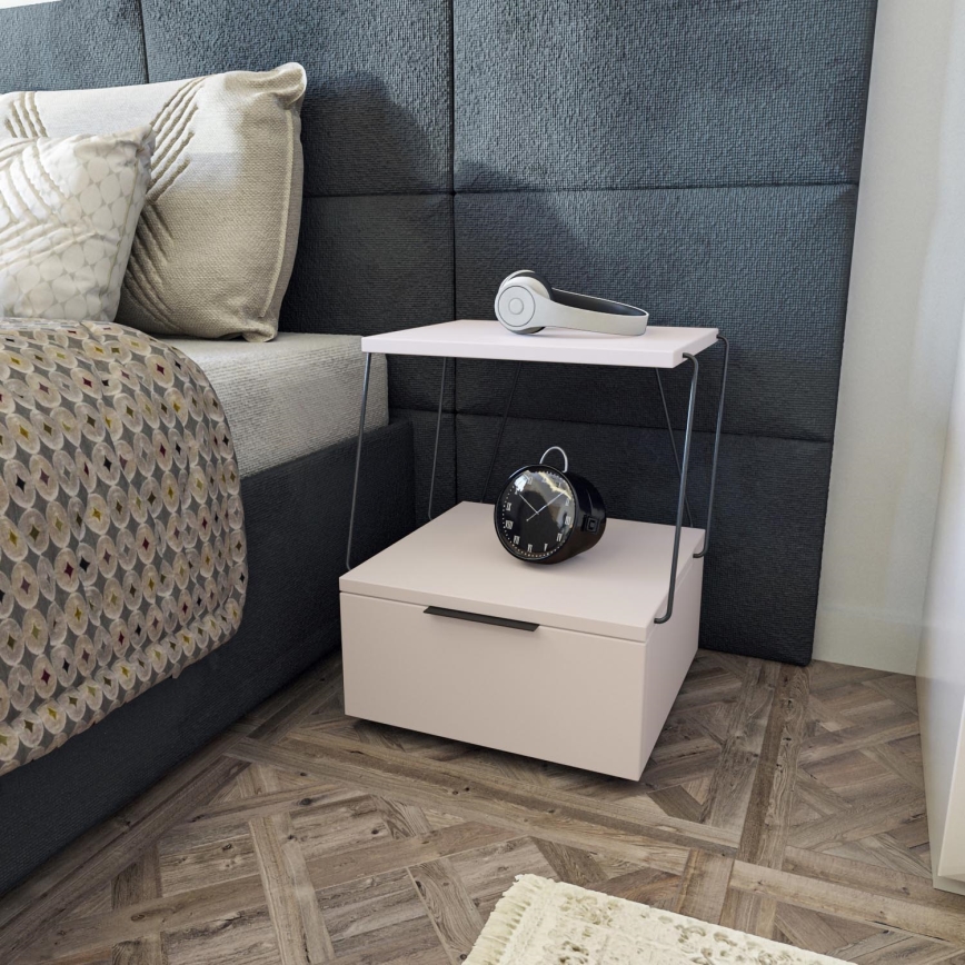 Nightstand TEKOBA 52x42 cm white