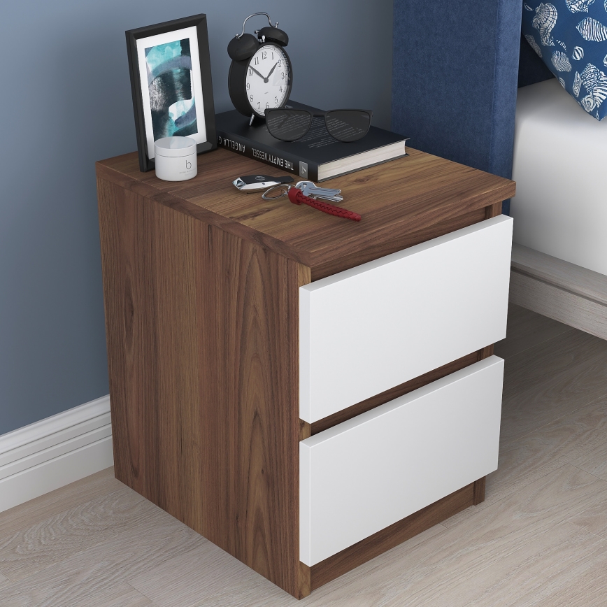 Nightstand WALNUT 46,8x35 cm brown/white