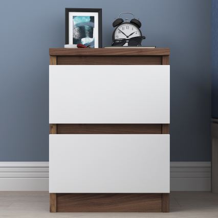 Nightstand WALNUT 46,8x35 cm brown/white