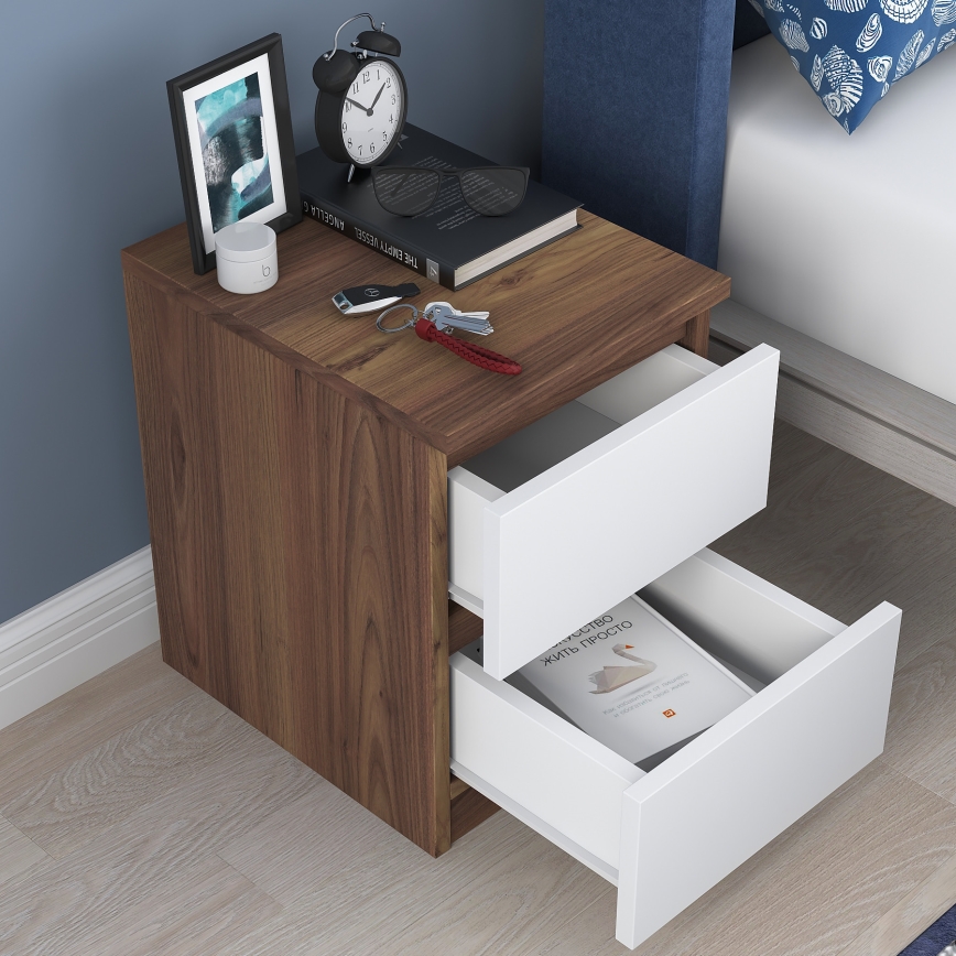 Nightstand WALNUT 46,8x35 cm brown/white