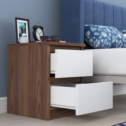Nightstand WALNUT 46,8x35 cm brown/white