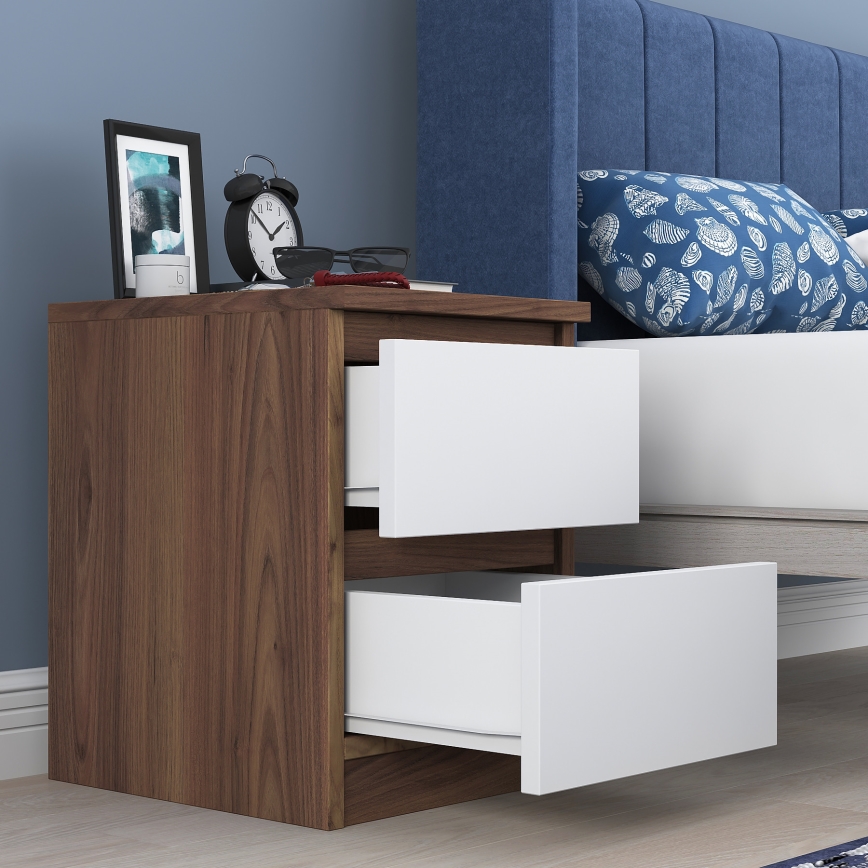 Nightstand WALNUT 46,8x35 cm brown/white