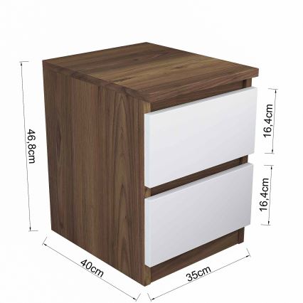 Nightstand WALNUT 46,8x35 cm brown/white
