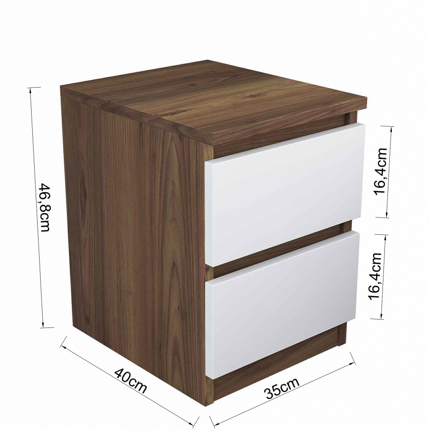 Nightstand WALNUT 46,8x35 cm brown/white