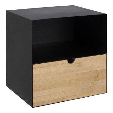 Nightstand with wall mounting option BEKIM black/bamboo