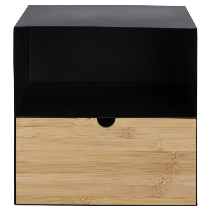Nightstand with wall mounting option BEKIM black/bamboo