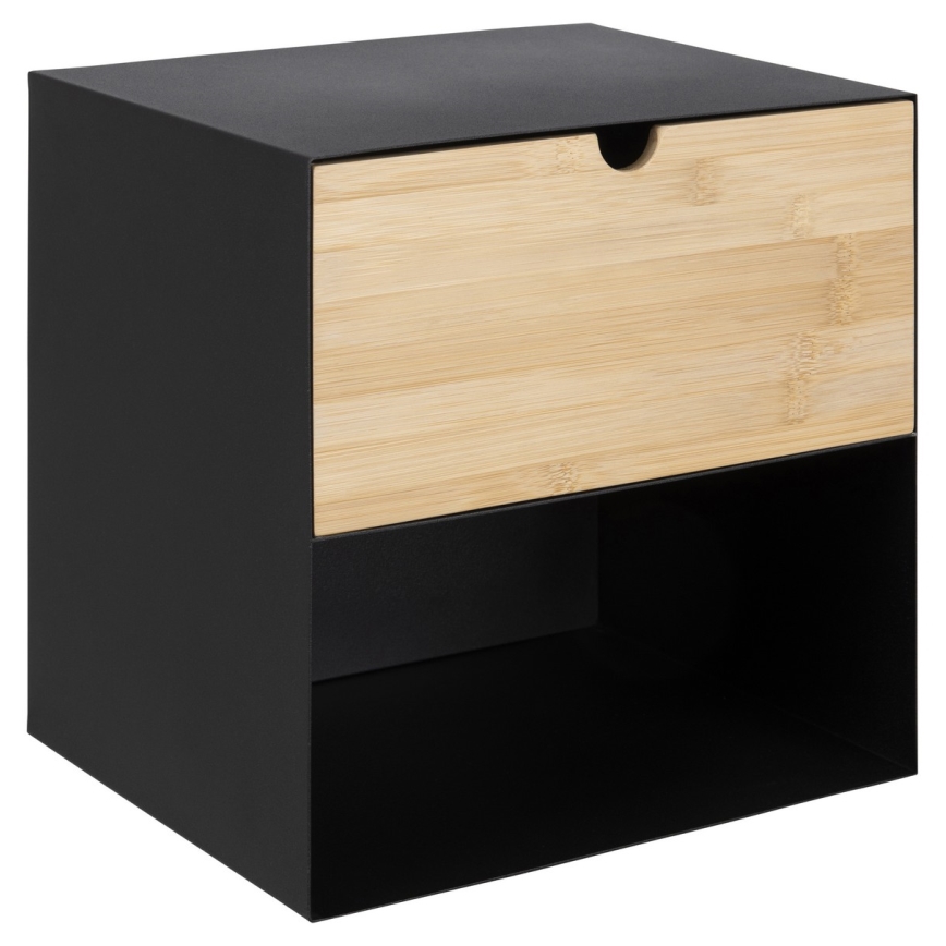 Nightstand with wall mounting option BEKIM black/bamboo