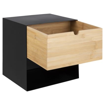 Nightstand with wall mounting option BEKIM black/bamboo