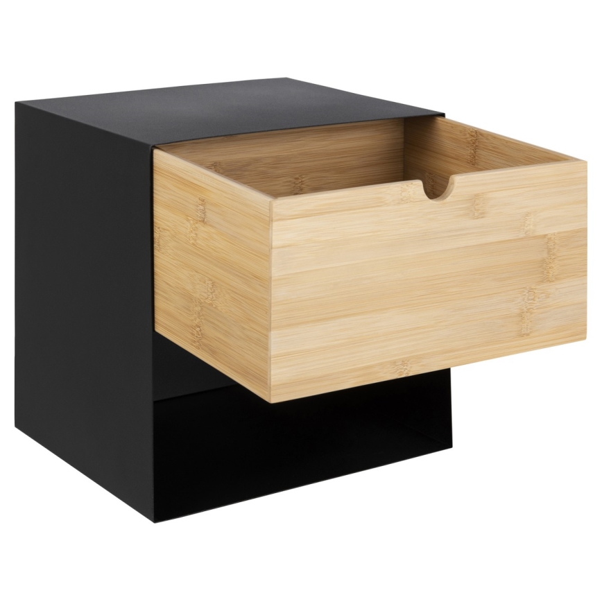 Nightstand with wall mounting option BEKIM black/bamboo