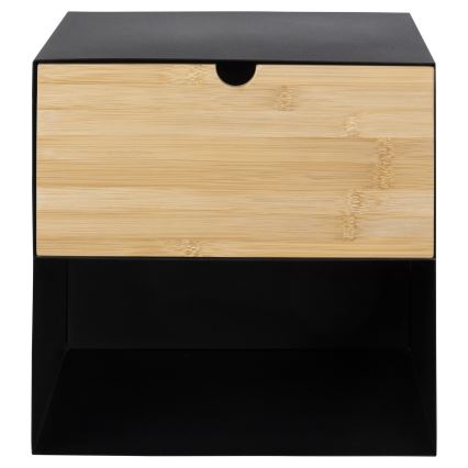 Nightstand with wall mounting option BEKIM black/bamboo