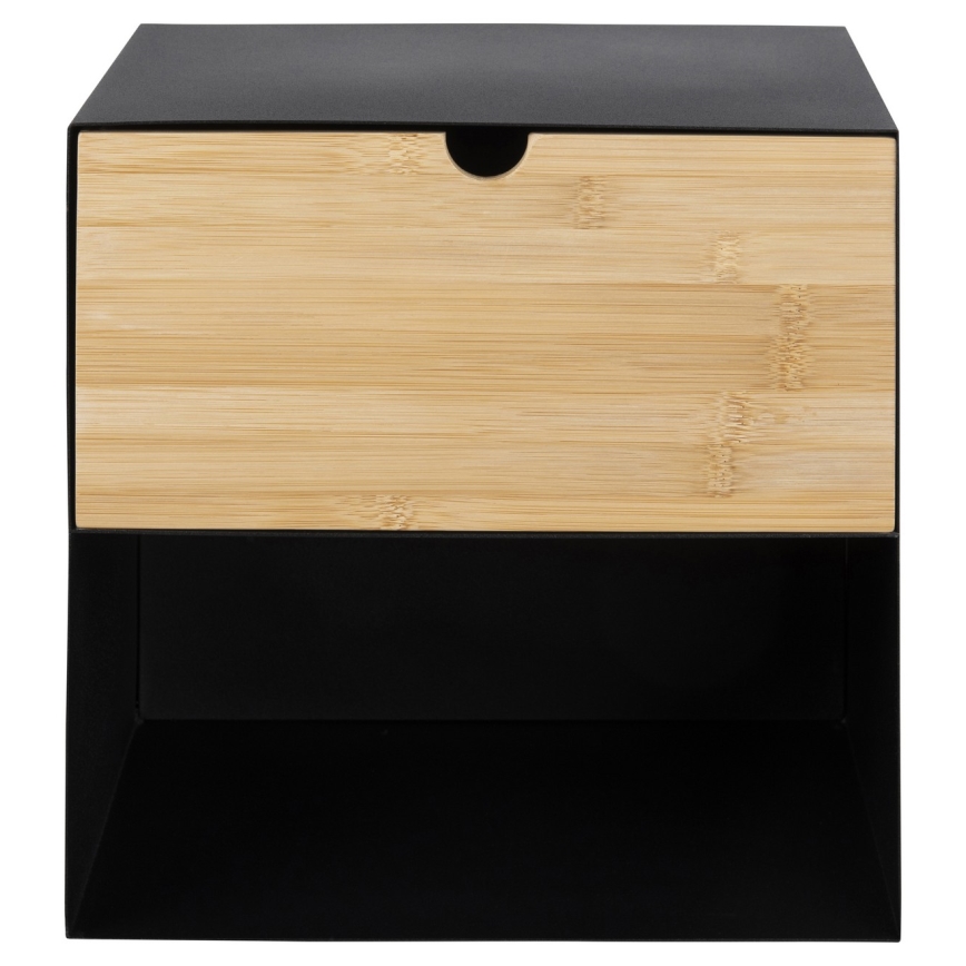 Nightstand with wall mounting option BEKIM black/bamboo