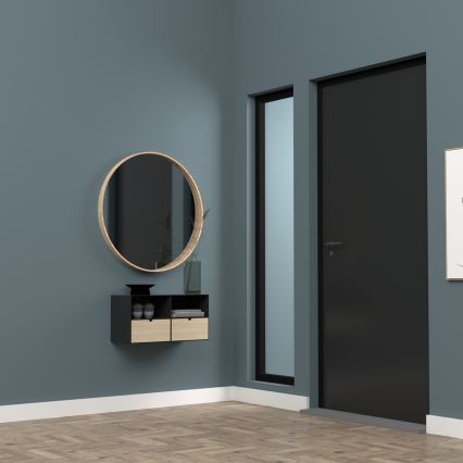 Nightstand with wall mounting option BEKIM black/bamboo
