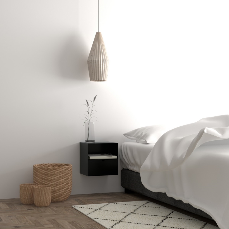 Nightstand with wall mounting option BEKIM black