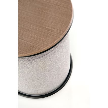 NILDO Coffee Table Set 90x45 cm + 2x Ottomans, Brown/Gray
