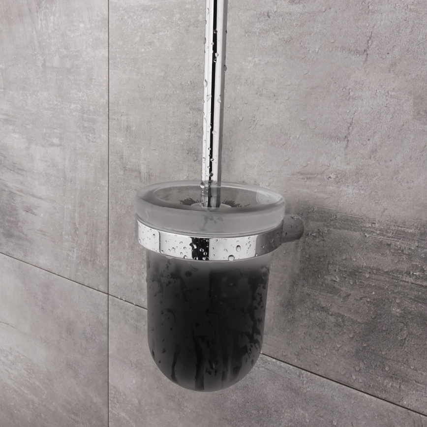 NIMCO BR 11094WN-26 - Wall-mounted toilet brush BORMO matte glass/shiny chrome