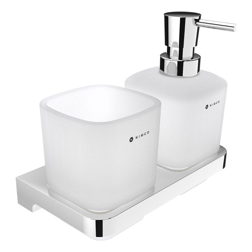NIMCO MA 2905831C-26 - Wall soap dispenser and toothbrush stand MAYA 320 mm matte glass/shiny chrome