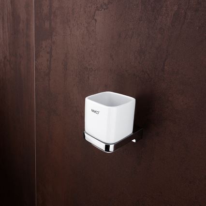 NIMCO MA set-31K-26 - Wall-mounted soap dispenser, toothbrush stand and wall hook MAYA 320 mm white/shiny chrome