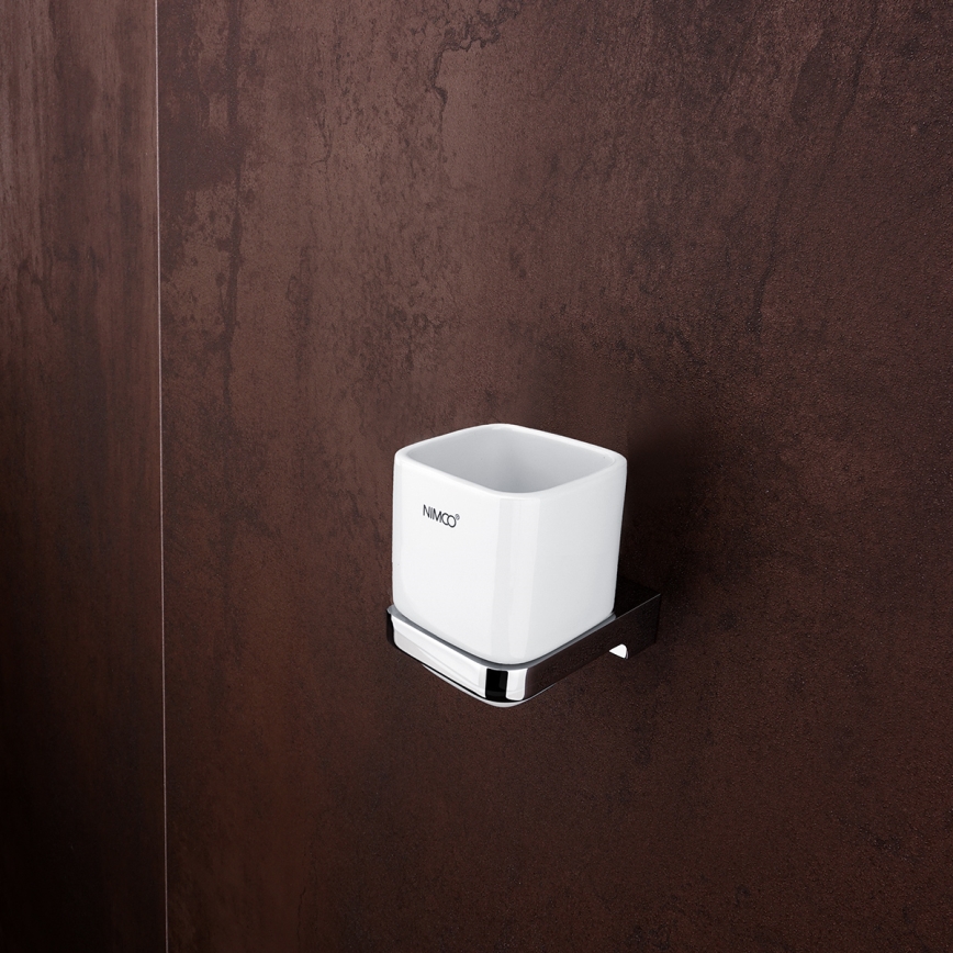 NIMCO MA set-31K-26 - Wall-mounted soap dispenser, toothbrush stand and wall hook MAYA 320 mm white/shiny chrome