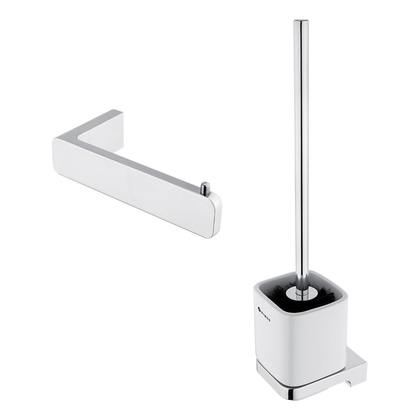NIMCO MA set-94KN-26 - Wall-mounted toilet brush and toilet paper holder MAYA shiny chrome