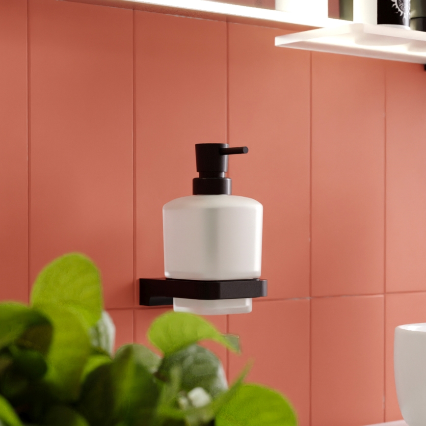 NIMCO MAC 2905831C-T-90 - Wall soap dispenser and toothbrush stand MAYA 320 mm matte glass/matte black