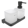 NIMCO MAC 2905831C-T-90 - Wall soap dispenser and toothbrush stand MAYA 320 mm matte glass/matte black