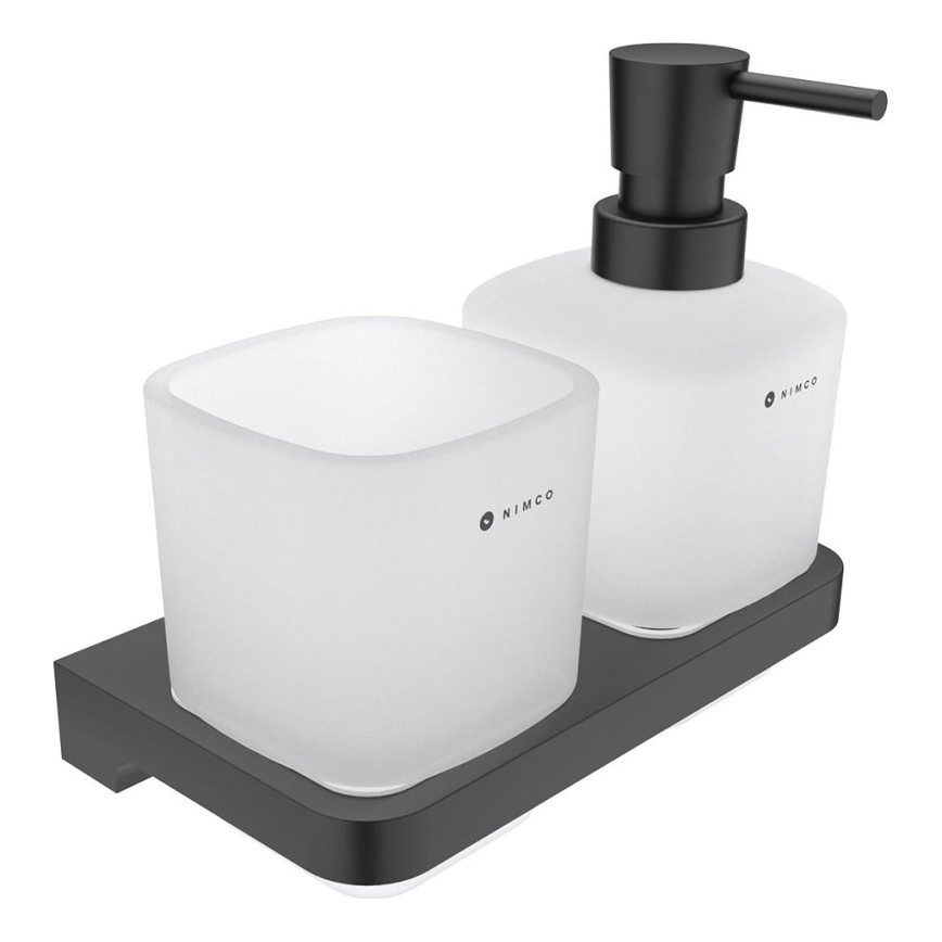 NIMCO MAC 2905831C-T-90 - Wall soap dispenser and toothbrush stand MAYA 320 mm matte glass/matte black