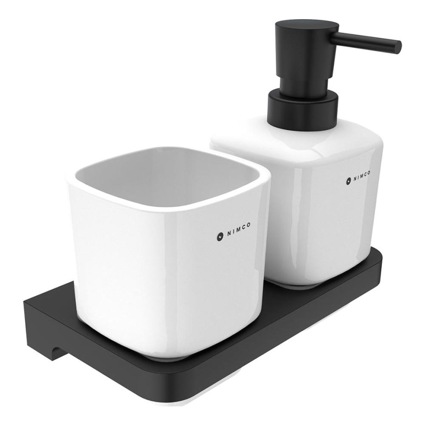 NIMCO MAC 2905831K-T-90 - Wall soap dispenser and toothbrush stand MAYA 320 mm white/matte black