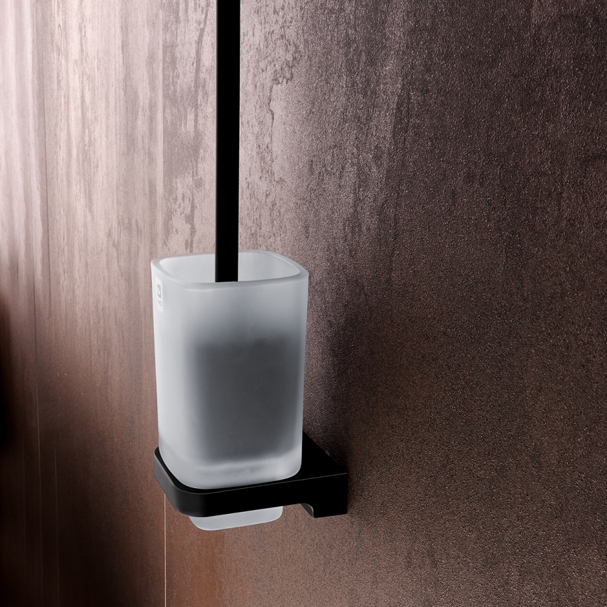 NIMCO MAC 29094CN-90 - Wall-mounted toilet brush MAYA matte glass/matte black