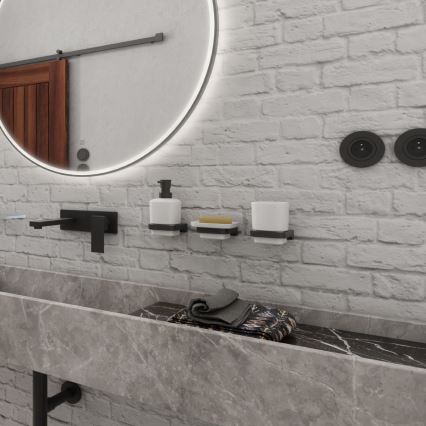 NIMCO MAC set-31K-T-90 - Wall-mounted soap dispenser, toothbrush stand and wall hook MAYA 320 mm white/matte black