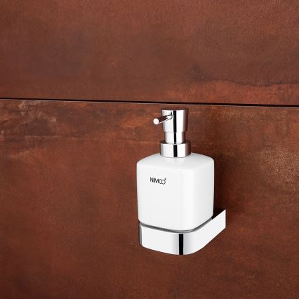 NIMCO NK set-31K-26 - Wall-mounted soap dispenser, toothbrush stand and wall hook NIKAU 320 mm white/shiny chrome