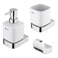 NIMCO NK set-31K-26 - Wall-mounted soap dispenser, toothbrush stand and wall hook NIKAU 320 mm white/shiny chrome