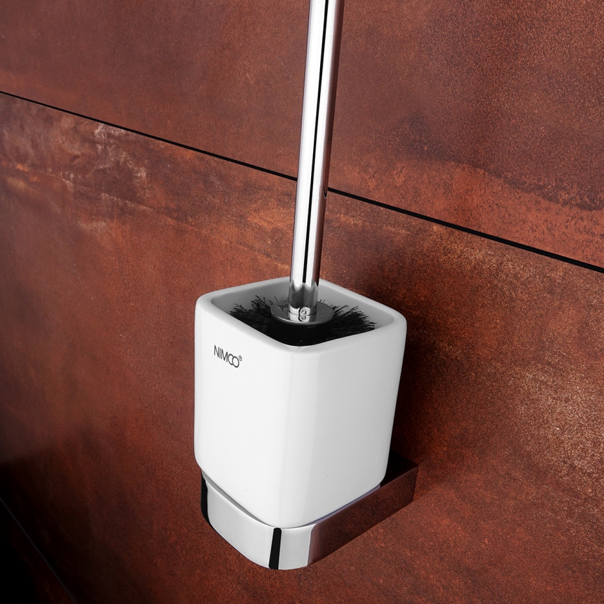 NIMCO NK set-94KN-26 - Wall-mounted toilet brush and toilet paper holder NIKAU white/shiny chrome