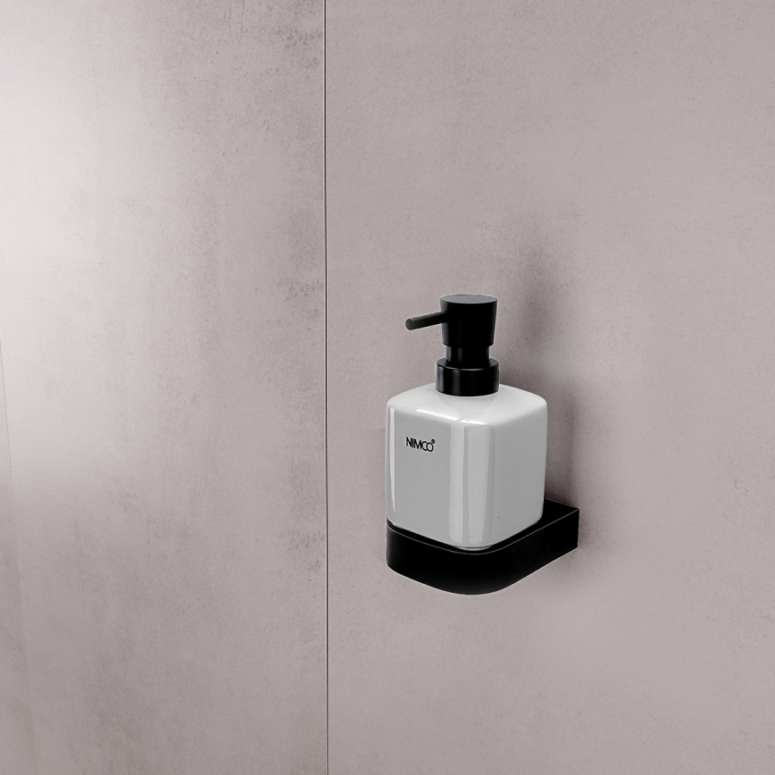 NIMCO NKC set-31K-T-90 - Wall-mounted soap dispenser, toothbrush stand and wall hook NIKAU 320 mm white/matte black