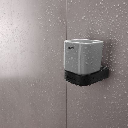 NIMCO NKC set-31K-T-90 - Wall-mounted soap dispenser, toothbrush stand and wall hook NIKAU 320 mm white/matte black