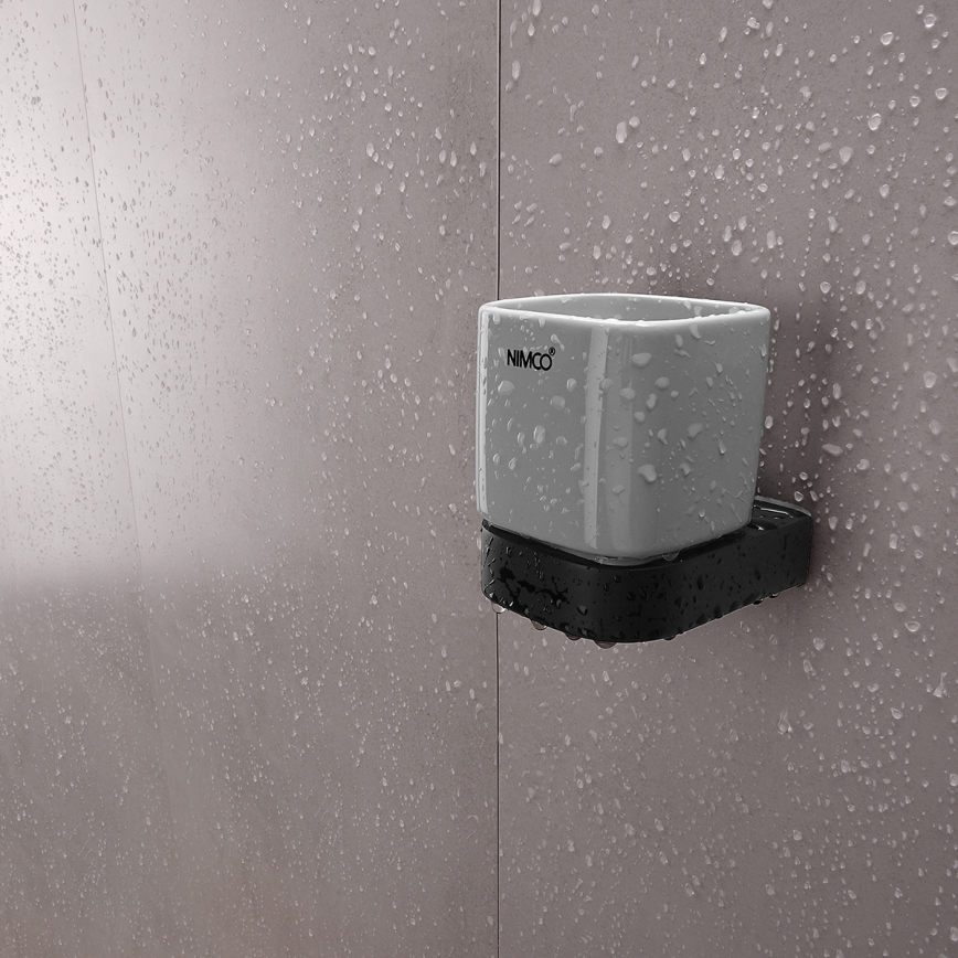 NIMCO NKC set-31K-T-90 - Wall-mounted soap dispenser, toothbrush stand and wall hook NIKAU 320 mm white/matte black
