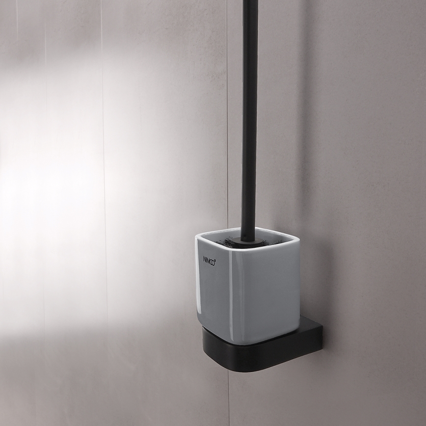 NIMCO NKC set-94KN-90 - Wall-mounted toilet brush and toilet paper holder NIKAU white/matte black