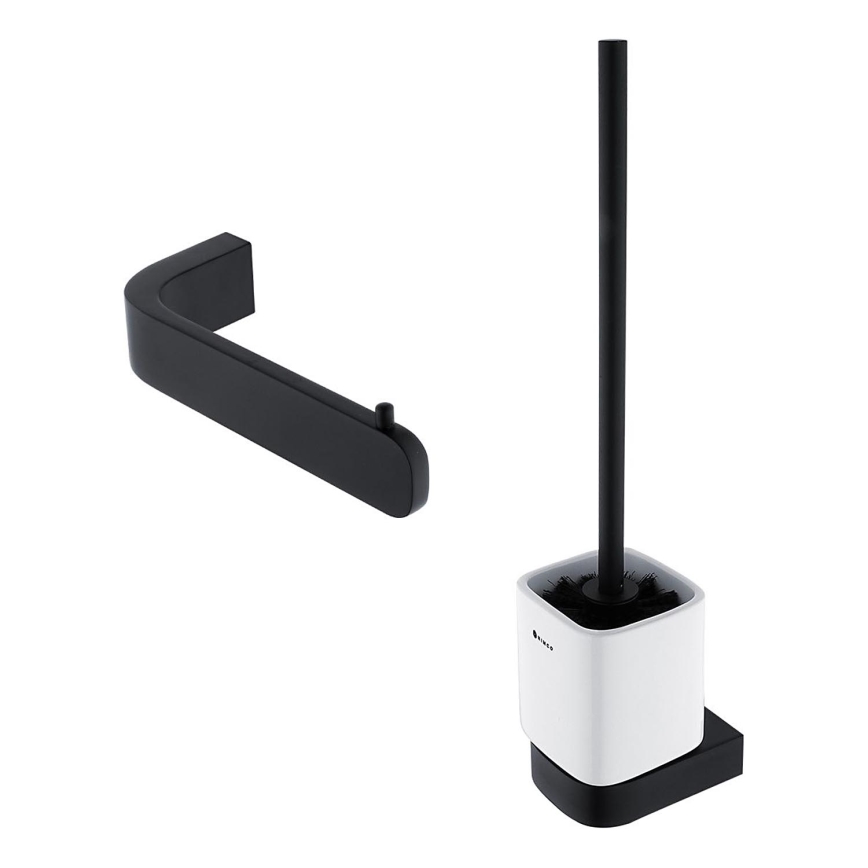 NIMCO NKC set-94KN-90 - Wall-mounted toilet brush and toilet paper holder NIKAU white/matte black
