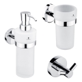 NIMCO UN set-31W-26 - Wall-mounted soap dispenser, toothbrush stand and wall hook UNIX 250 mm matte glass/shiny chrome