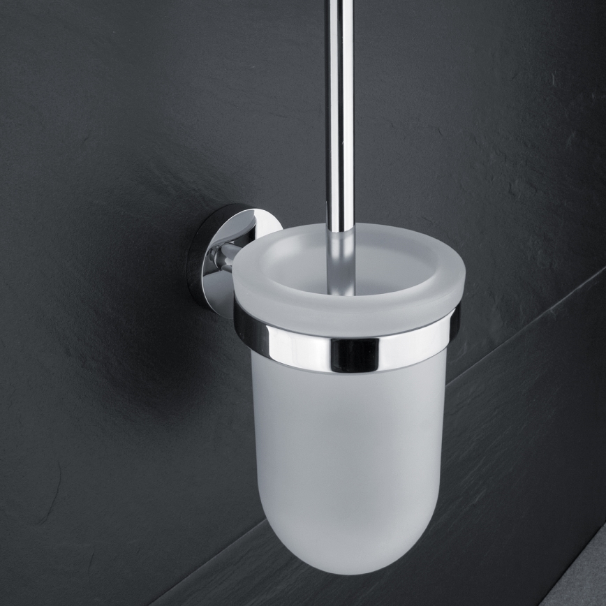 NIMCO UN set-94WN-26 - Wall-mounted toilet brush and toilet paper holder UNIX shiny chrome