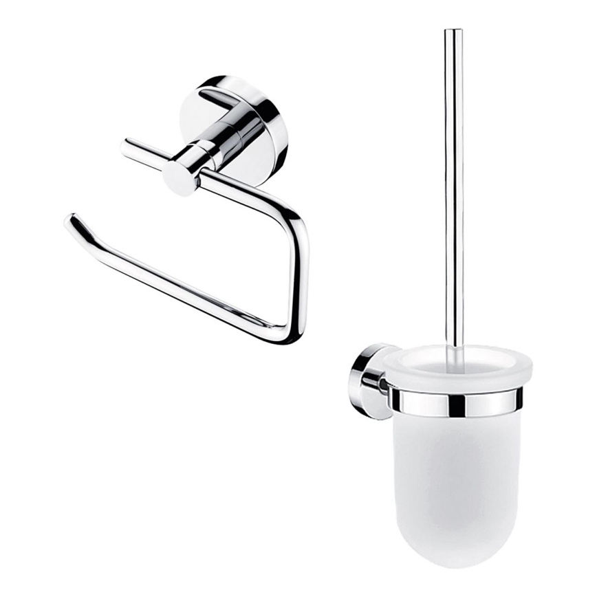 NIMCO UN set-94WN-26 - Wall-mounted toilet brush and toilet paper holder UNIX shiny chrome