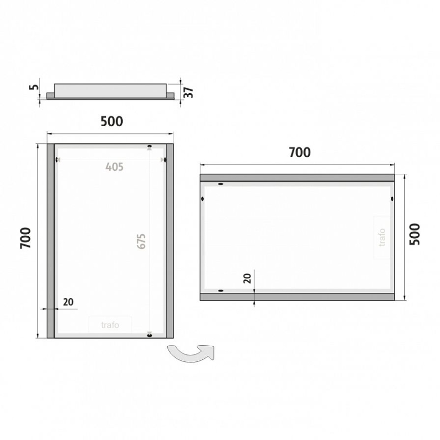 NIMCO ZP 11001 - LED Bathroom backlit mirror LED/21W/230V 6500K 70x50 cm IP44