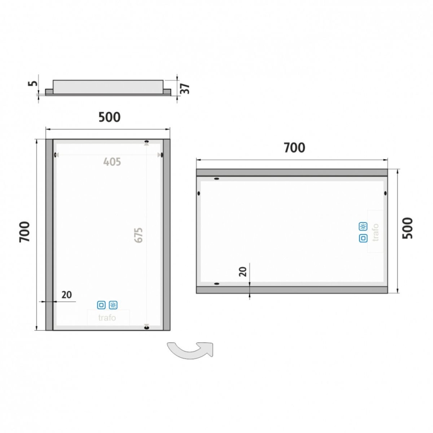 NIMCO ZP 11001VX - Dimmable LED Backlit Bathroom Mirror LED/21W/230V 3000-6500K 70x50 cm IP44