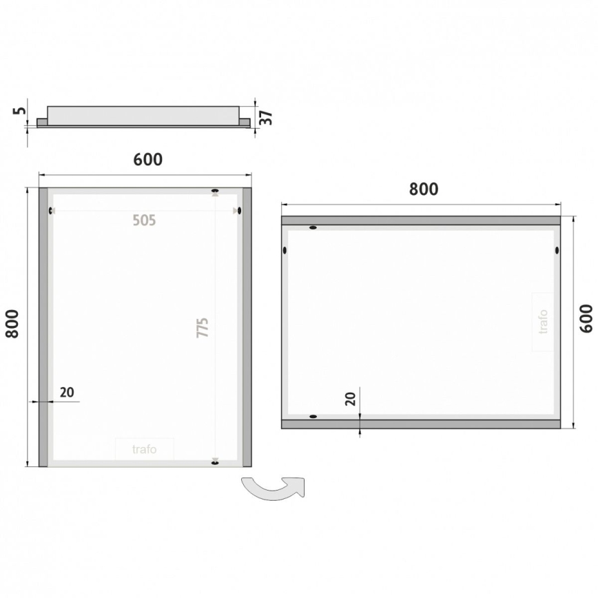 NIMCO ZP 11002 - LED Bathroom backlit mirror LED/24W/230V 6500K 80x60 cm IP44