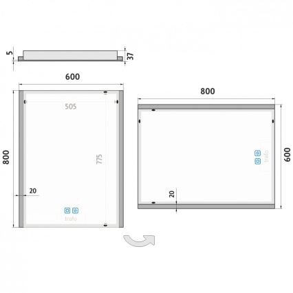 NIMCO ZP 11002VX - LED Dimmable bathroom backlit mirror LED/24W/230V 3000-6500K 80x60 cm IP44