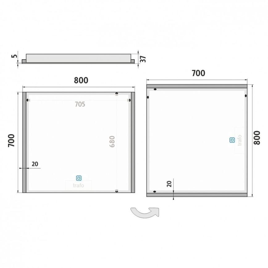 NIMCO ZP 11003V - LED Dimmable bathroom backlit mirror LED/21W/230V 3000-6500K 70x80 cm IP44