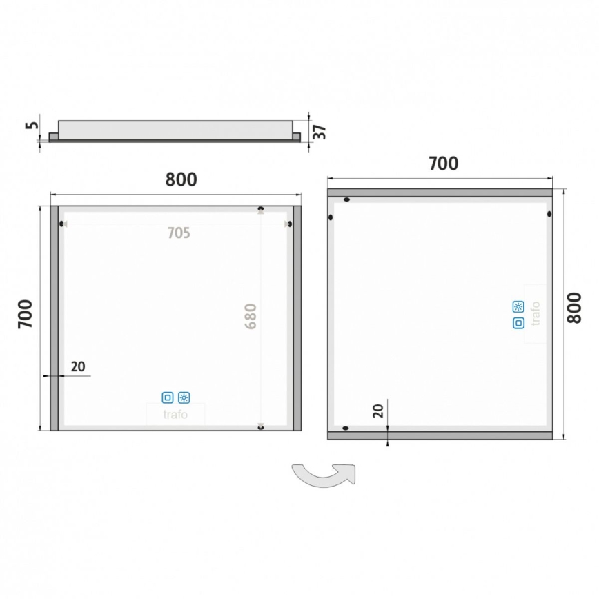 NIMCO ZP 11003VX - LED Dimmable bathroom backlit mirror LED/21W/230V 3000-6500K 70x80 cm IP44
