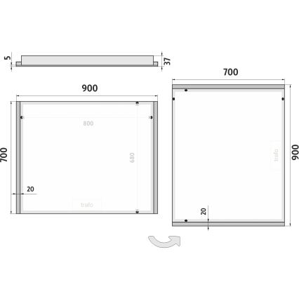 NIMCO ZP 11019 - LED Backlit Bathroom Mirror LED/21W/230V 6500K 70x90 cm IP44