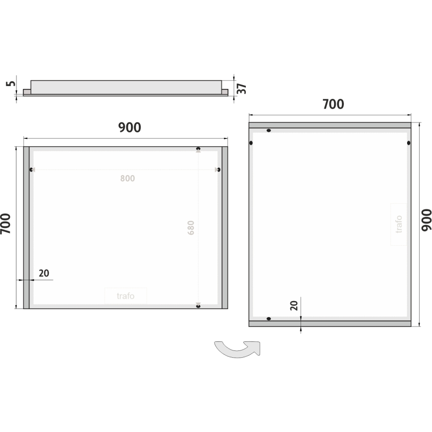 NIMCO ZP 11019 - LED Backlit Bathroom Mirror LED/21W/230V 6500K 70x90 cm IP44